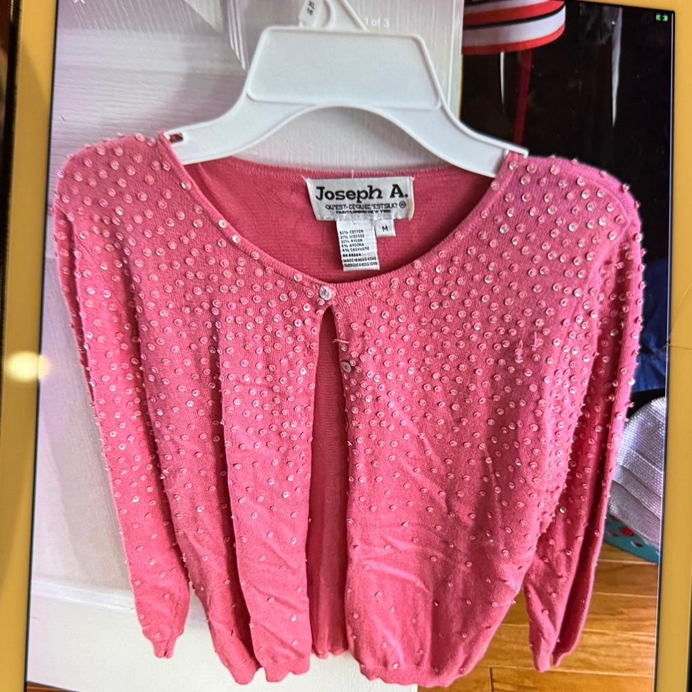 Joseph A Pink Beaded Sweater